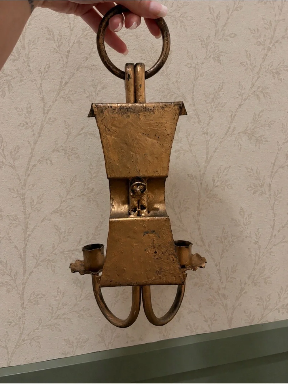 Antique-Style Gold Double Candle Wall Sconce - Home Wall Decor